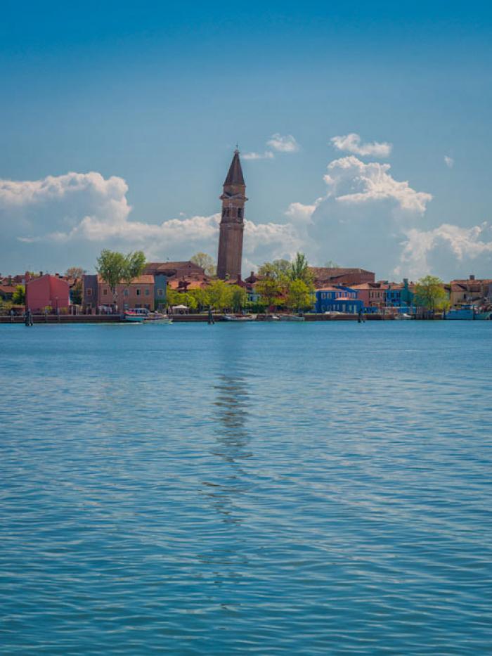 The Island of Burano and the leaning Tower of St Martin's, Venetian Lagoon