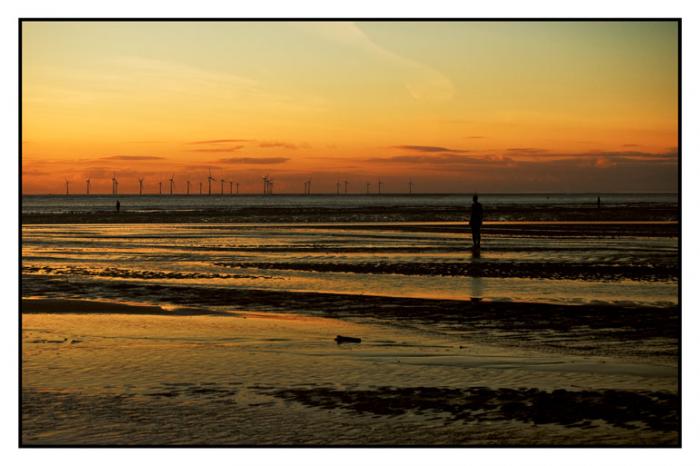 Iron men and wind turbines, Another Place, Crosby Beach 