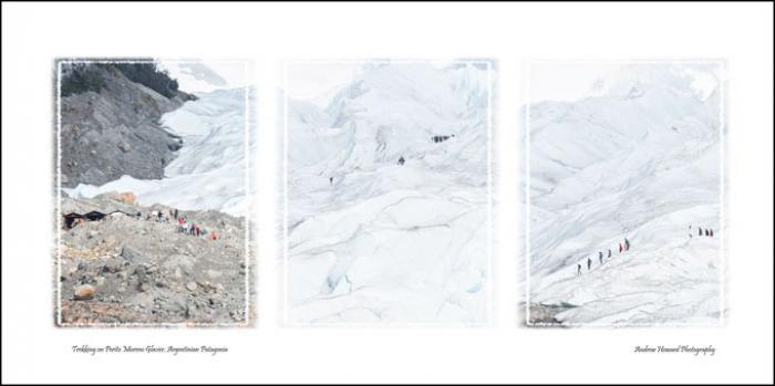 Trekking on Perito Moreno Glacier, Argentinian Patagonia (Triptych) 