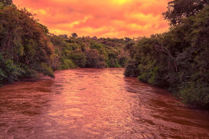 Sunset over the Iguazu River, Misiones Province