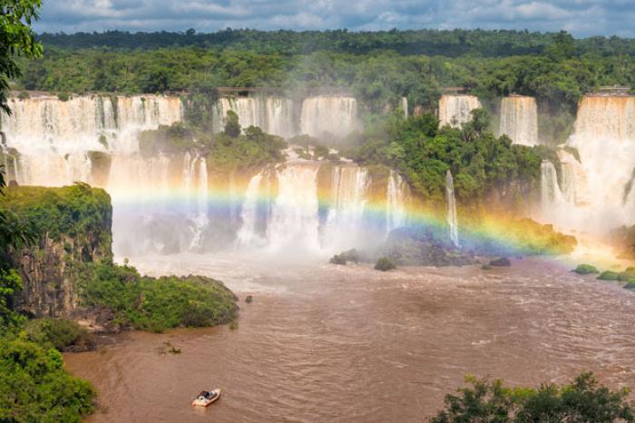 Rainbow across Iguazu Falls