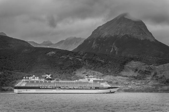Cruise Ship leaving Ushuaia, Tierra del Fuego