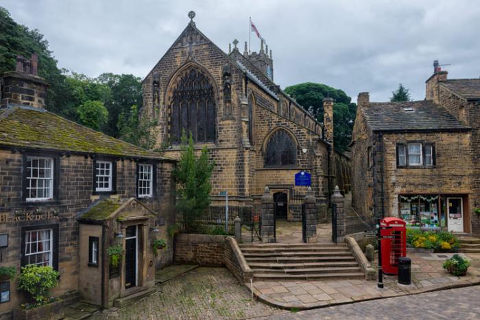 St Michael and All Angels Church and the Black Bull, Haworth, West Yorkshire