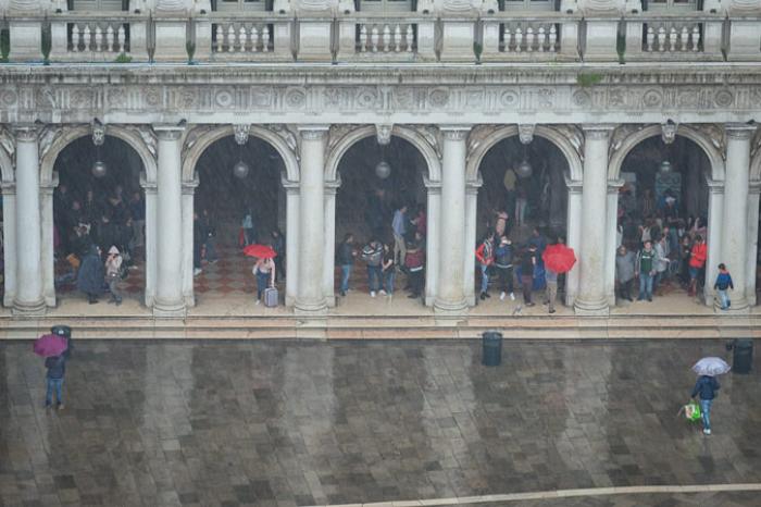 Escaping the rain, St Mark's Square, Venice