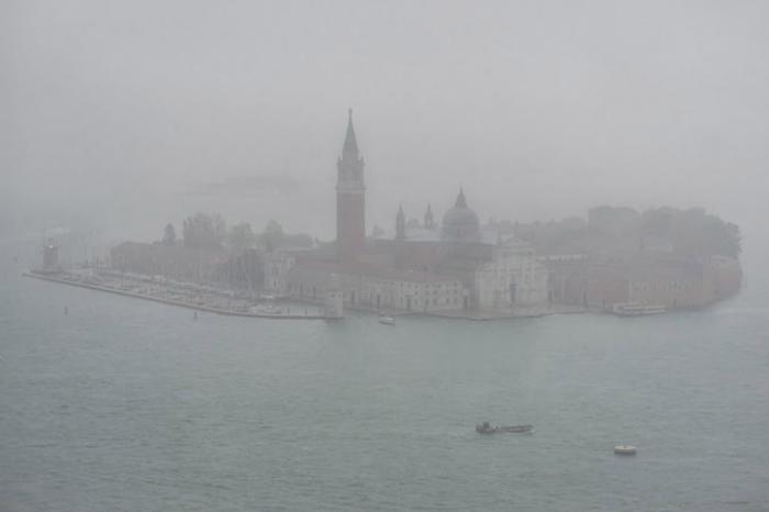 The Island of San Giorgio Maggiore 'shrouded in mist', Venetian Lagoon