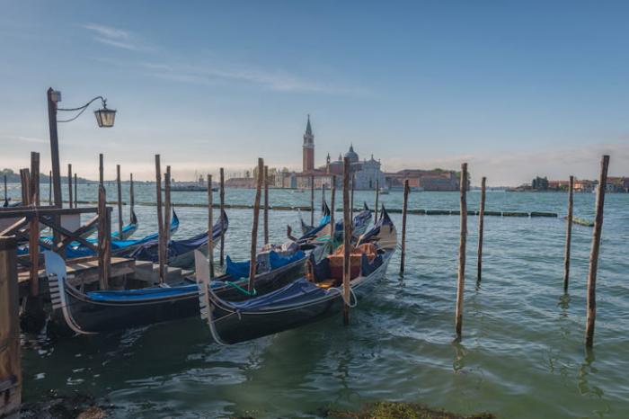 Gondolas at the start of a new day, Venice