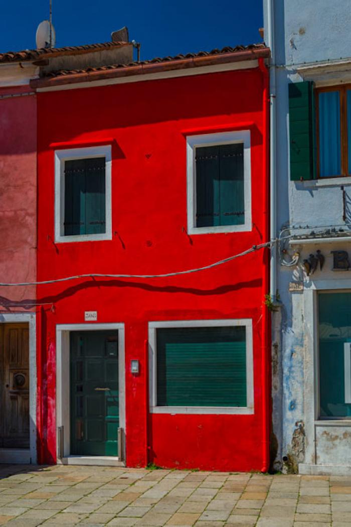 Bright red house, Burano, Venetian Lagoon