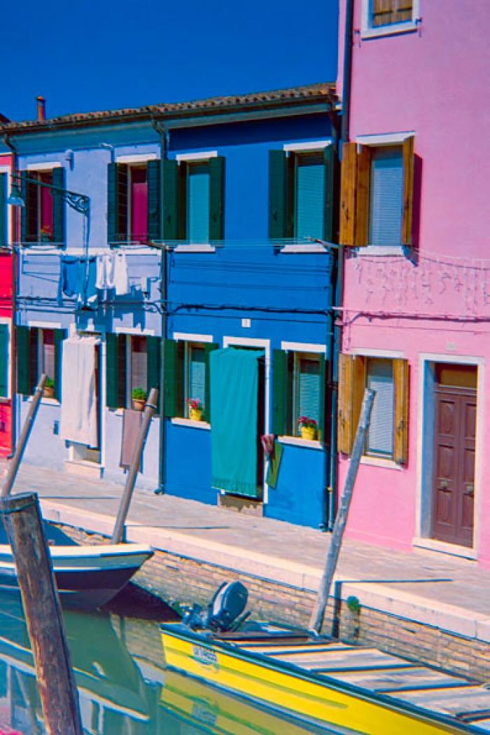 Idyllic canalside houses, Island of Burano, Venetian Lagoon