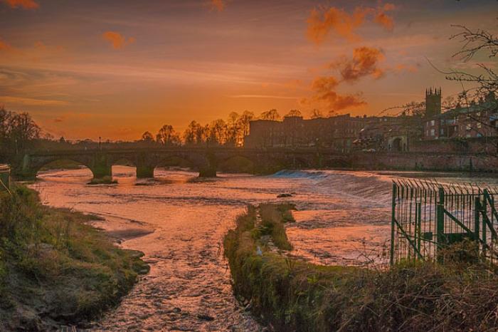 Weir and Old Dee Bridge, River Dee, City of Chester